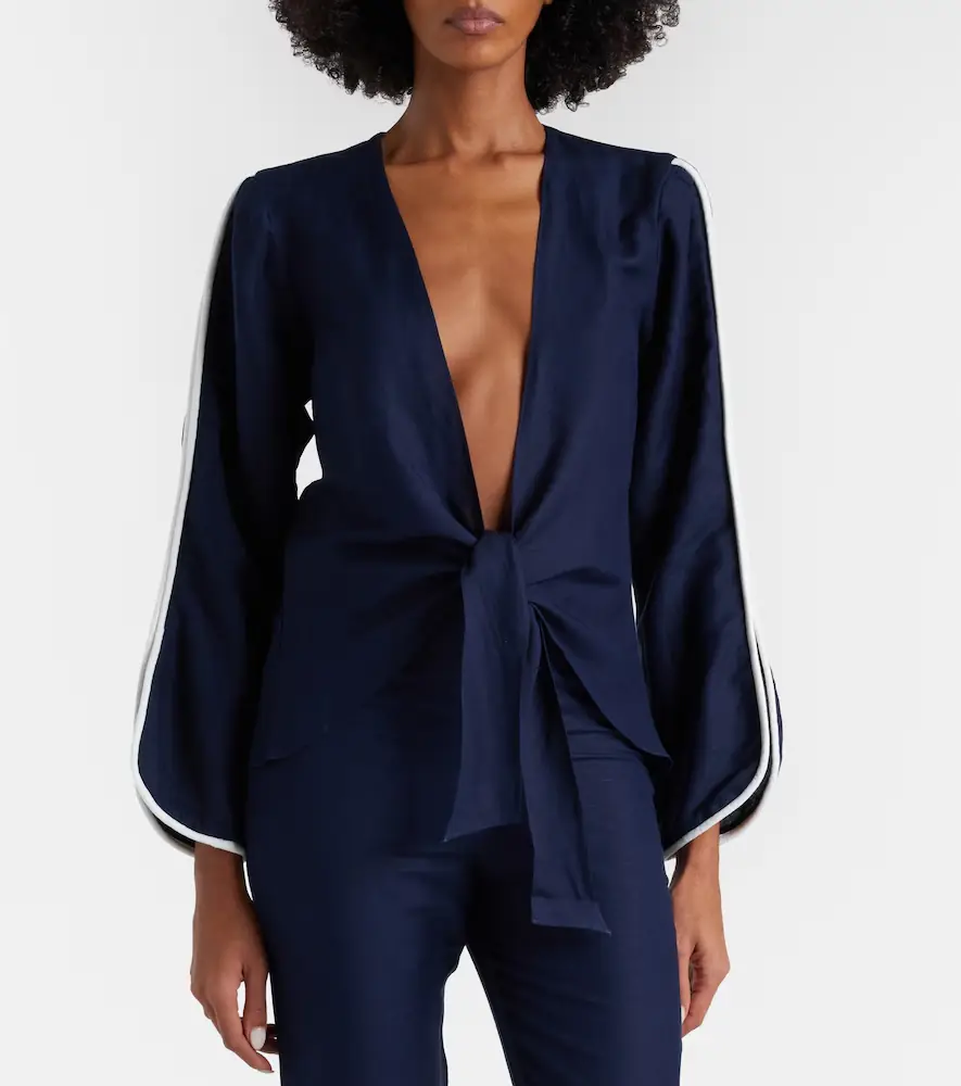 ADRIANA DEGREAS Bicolor linen-blend top | Thumbnail 3 ADRIANA DEGREAS Bicolor linen-blend top | Thumbnail 3