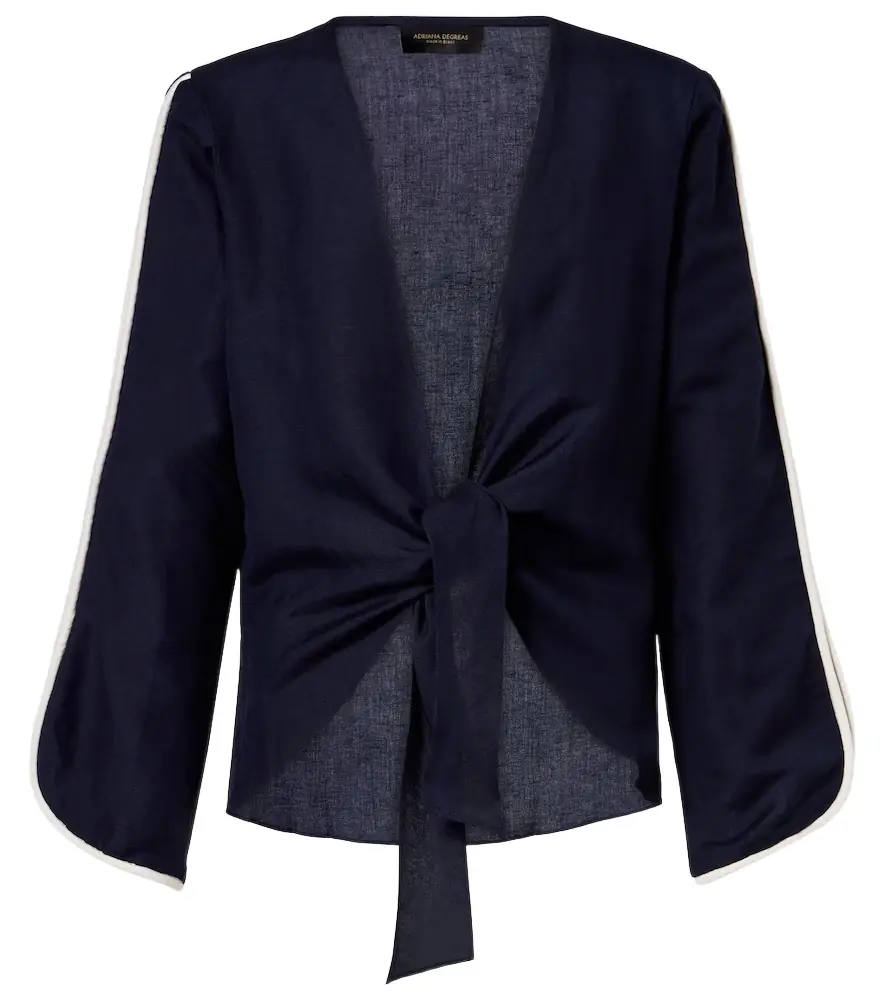 ADRIANA DEGREAS Bicolor linen-blend top | Image 1 ADRIANA DEGREAS Bicolor linen-blend top | Image 1