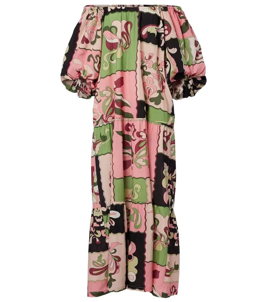 ADRIANA DEGREAS Printed off-shoulder cotton maxi dress | Image 1 ADRIANA DEGREAS Printed off-shoulder cotton maxi dress | Image 1