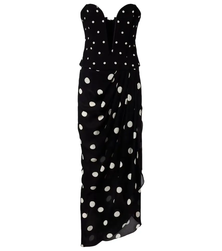 ADRIANA DEGREAS Polka-dot draped midi dress | Image 1 ADRIANA DEGREAS Polka-dot draped midi dress | Image 1