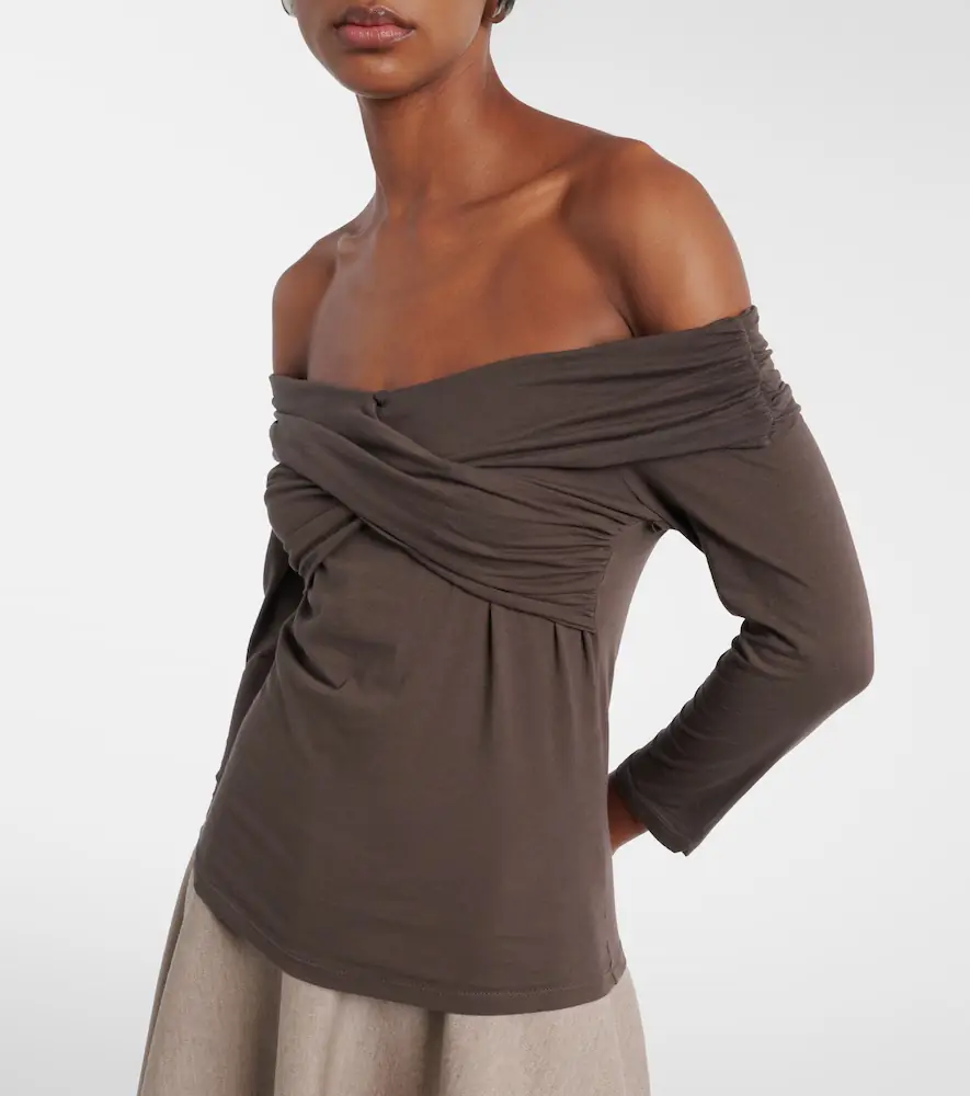 Velvet Clarissa off-shoulder cotton-blend top | Thumbnail 5