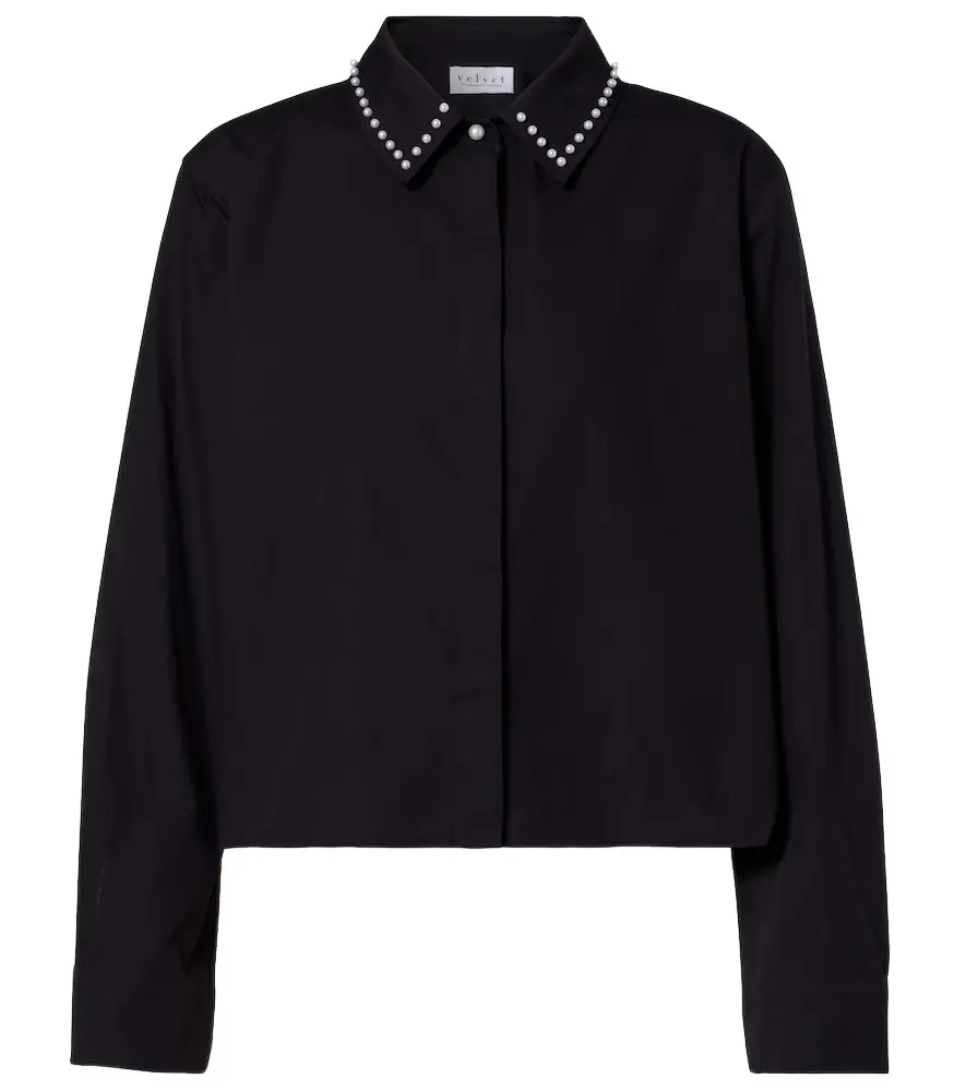 Velvet Jocelyn beaded cotton poplin shirt | Image 1 Velvet Jocelyn beaded cotton poplin shirt | Image 1