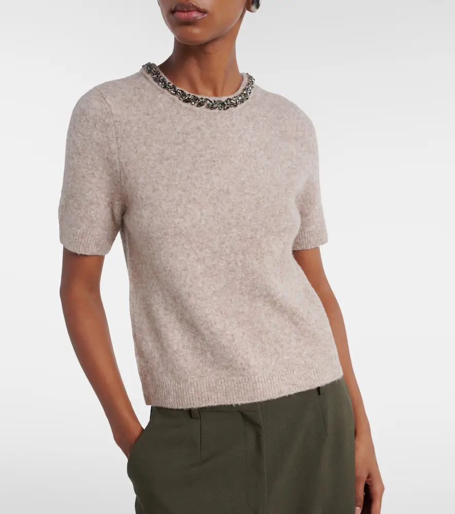 Velvet Briana embellished wool-blend top | Thumbnail 2