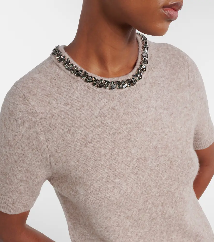 Velvet Briana embellished wool-blend top | Thumbnail 4