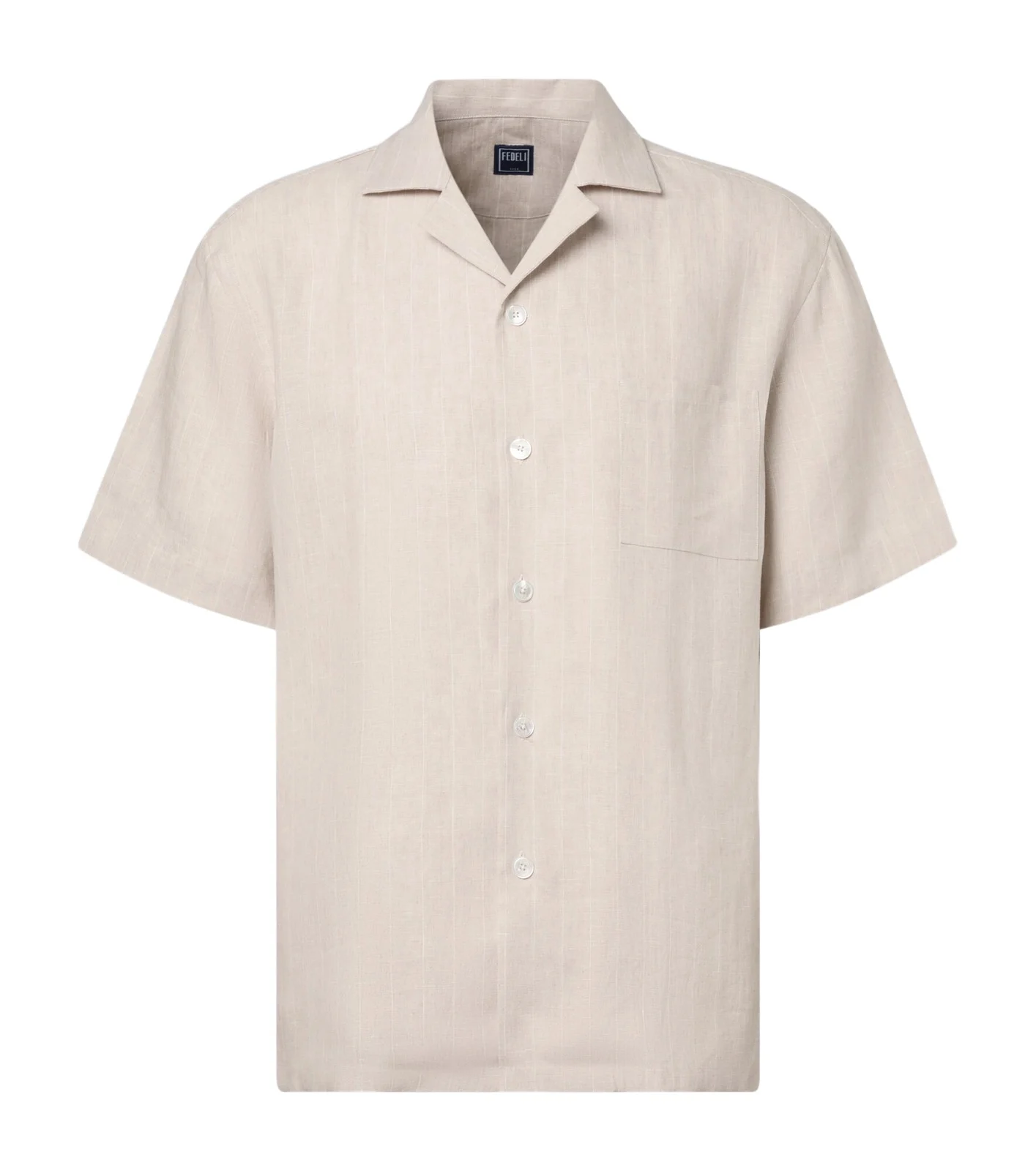 FEDELI Striped linen bowling shirt