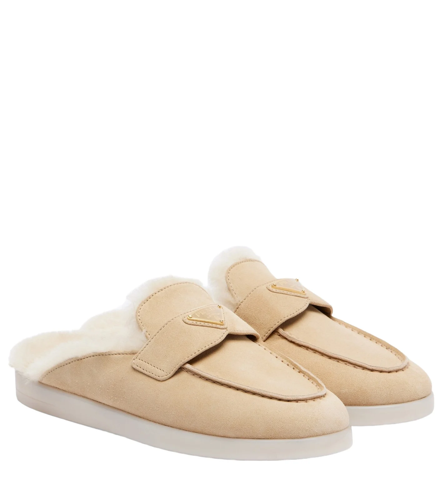 Shearling-lined suede mules Shearling-lined suede mules