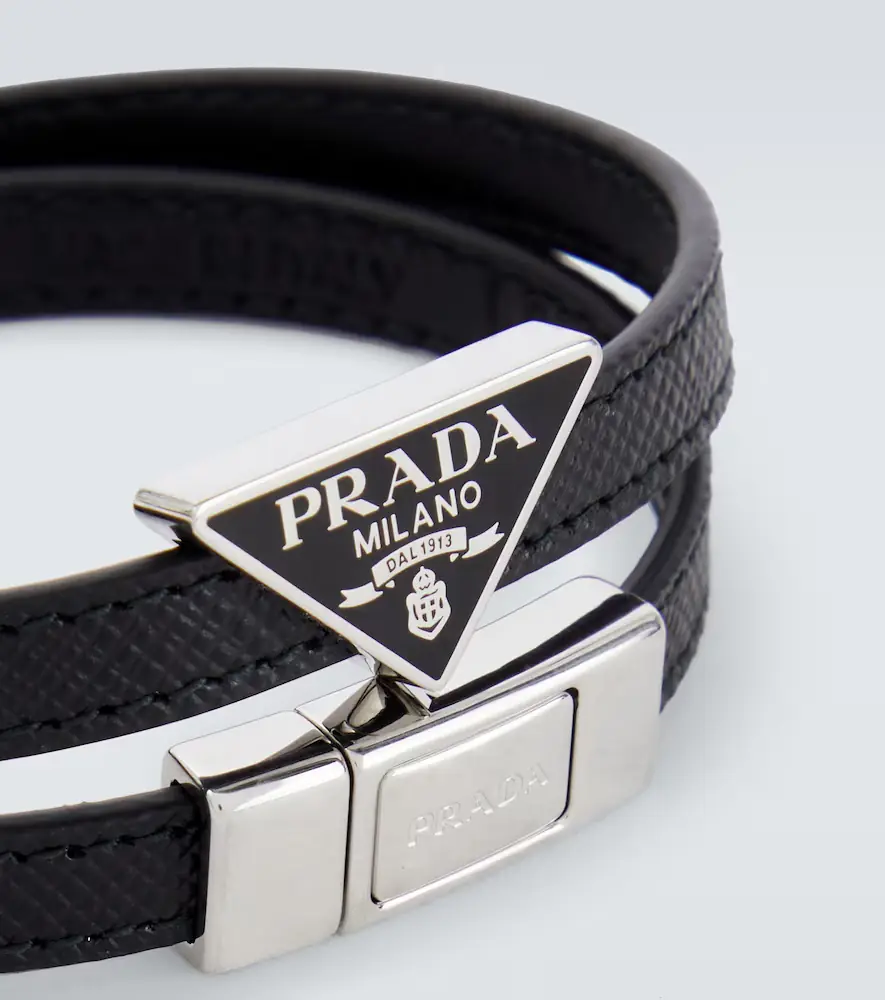 Prada Logo Saffiano leather bracelet | Thumbnail 2 Prada Logo Saffiano leather bracelet | Thumbnail 2