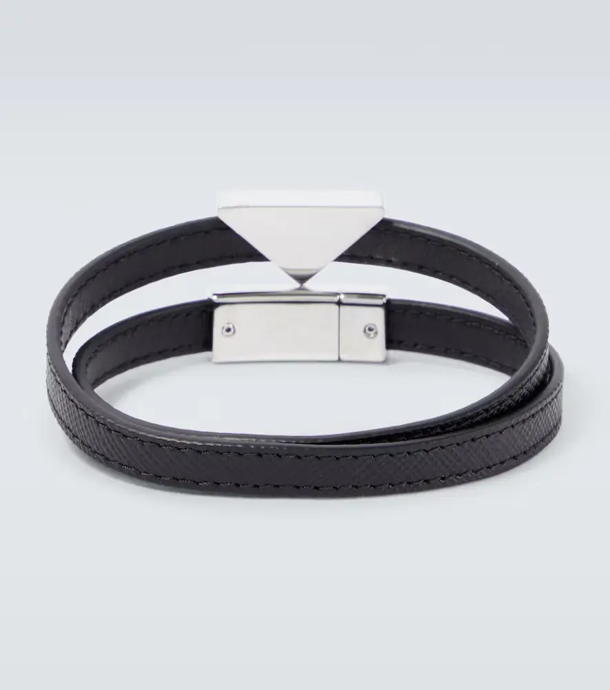 Prada Logo Saffiano leather bracelet | Thumbnail 3 Prada Logo Saffiano leather bracelet | Thumbnail 3