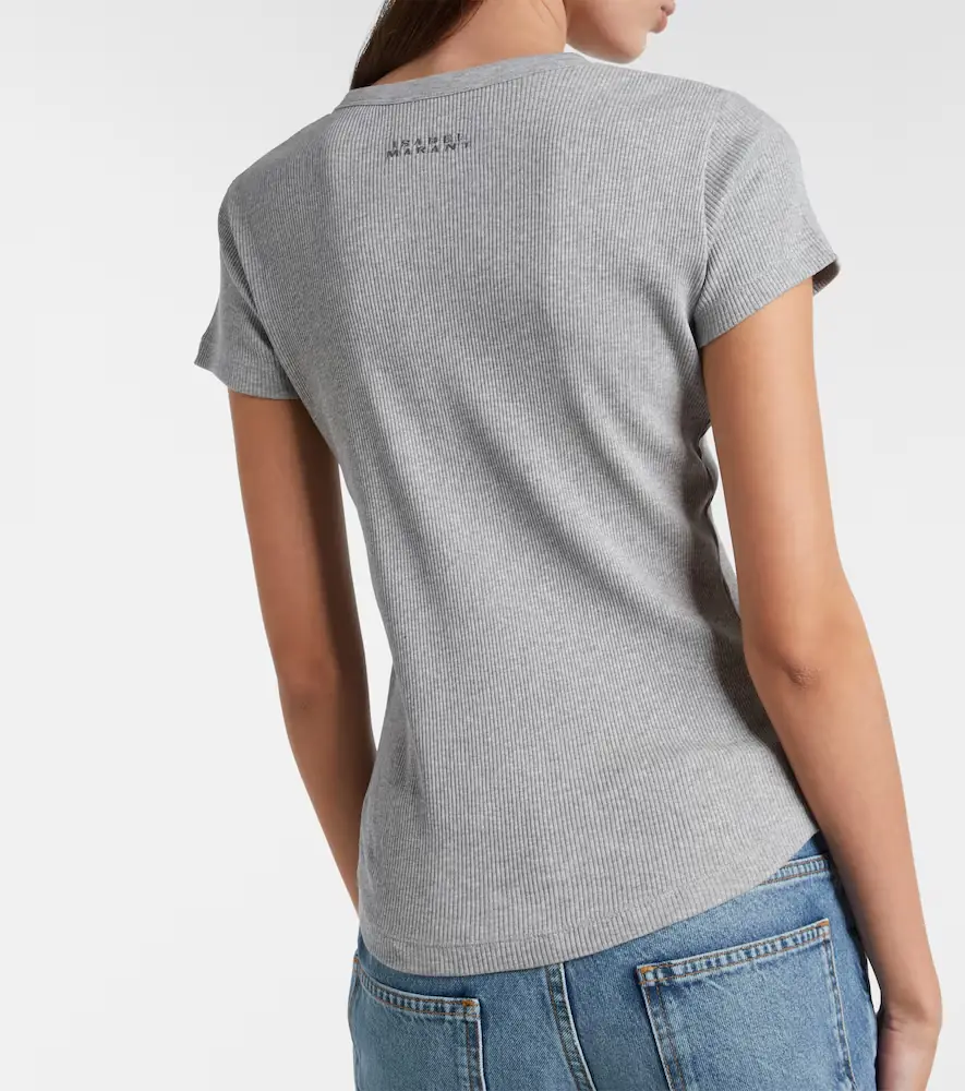 Isabel Marant Taomi ribbed-knit cotton jersey T-shirt | Thumbnail 4