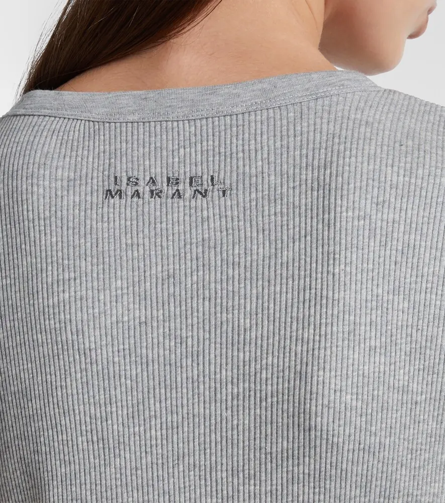 Isabel Marant Taomi ribbed-knit cotton jersey T-shirt | Thumbnail 7