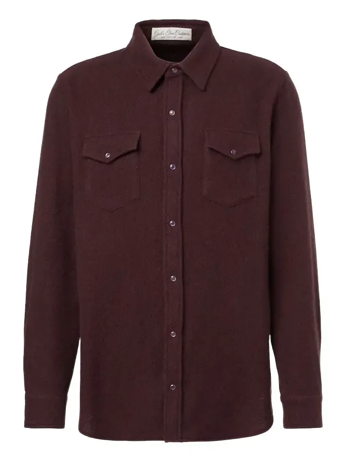 God’s True Cashmere Claret cashmere shirt with amethyst