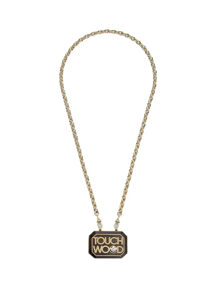 Scapular 18kt gold and ebony pendant necklace with diamond