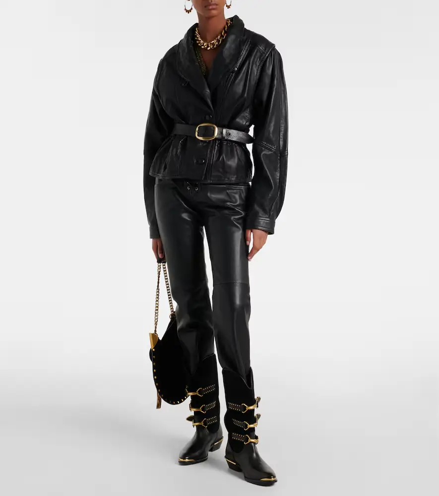 Isabel Marant Vanel leather straight pants | Thumbnail 2 Isabel Marant Vanel leather straight pants | Thumbnail 2
