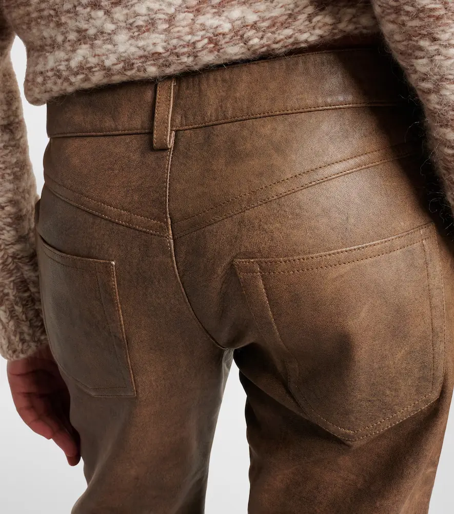 Isabel Marant Vanel leather straight pants | Thumbnail 3
