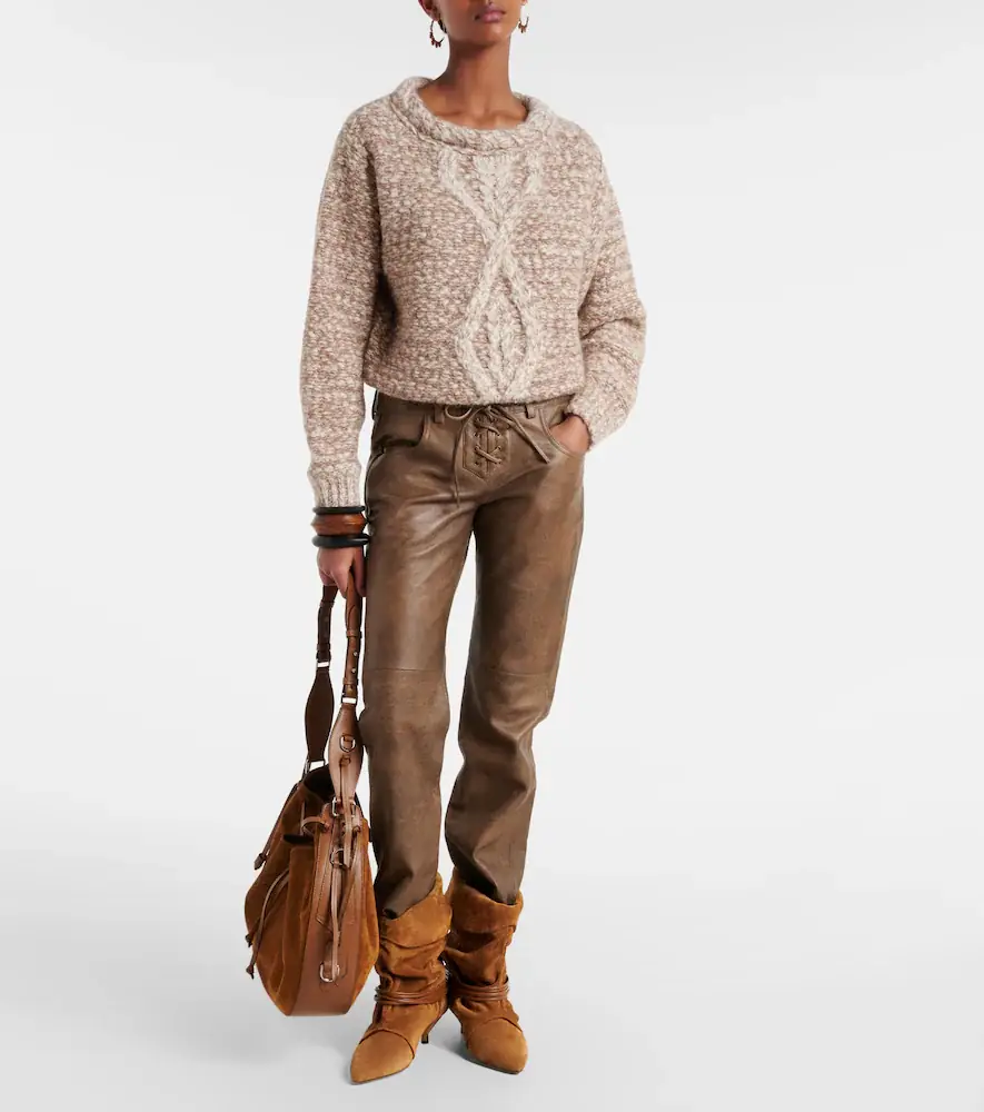 Isabel Marant Vanel leather straight pants | Thumbnail 4