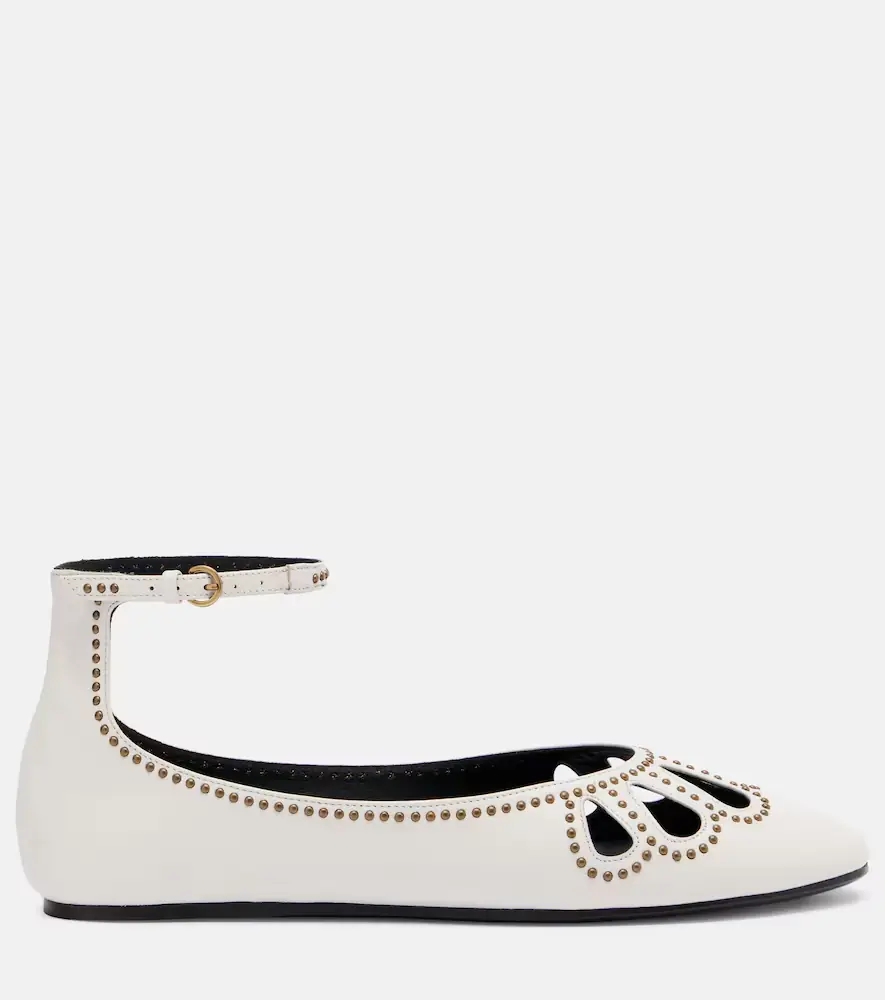 Isabel Marant Bloris studded cutout leather ballet flats | Thumbnail 3