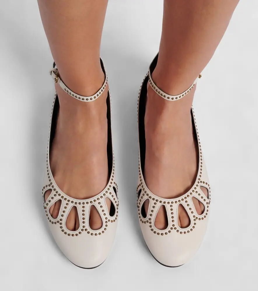 Isabel Marant Bloris studded cutout leather ballet flats | Thumbnail 5