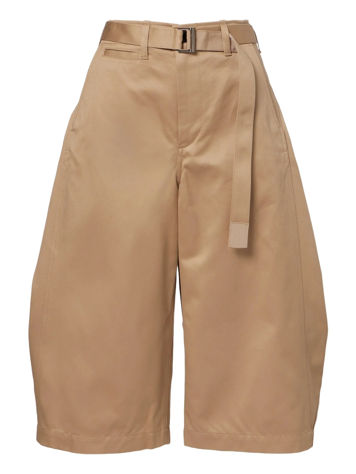 Belted cropped cotton barrel-leg pants Belted cropped cotton barrel-leg pants