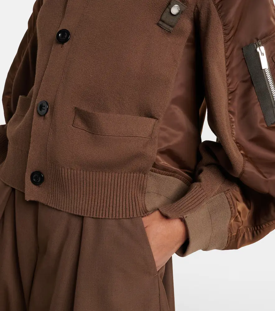 Sacai Cotton-blend and twill cardigan | Thumbnail 4