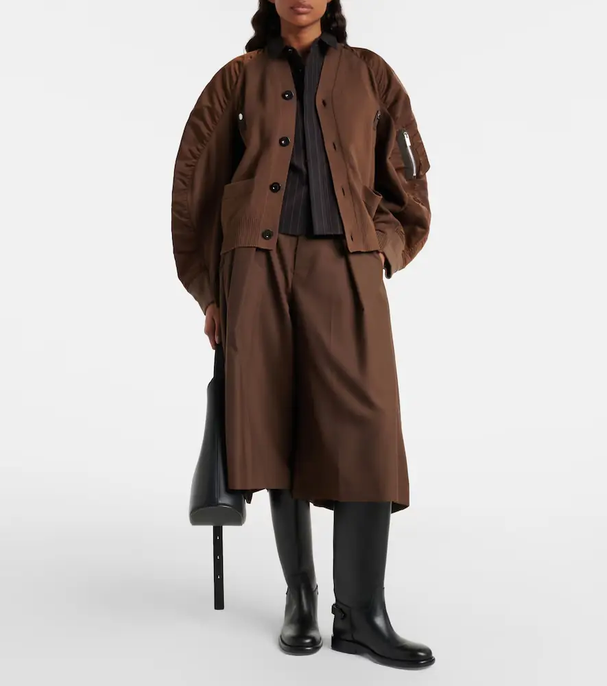 Sacai Cotton-blend and twill cardigan | Thumbnail 6