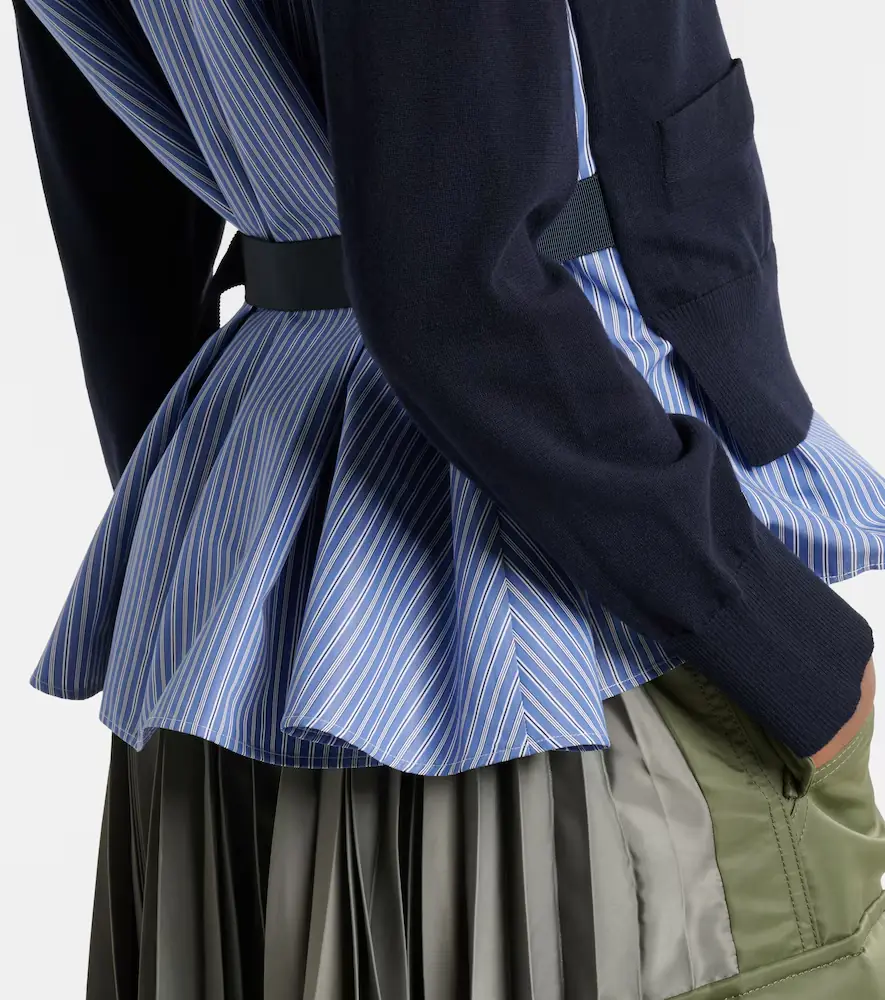 Sacai Layered striped cotton cardigan | Thumbnail 4