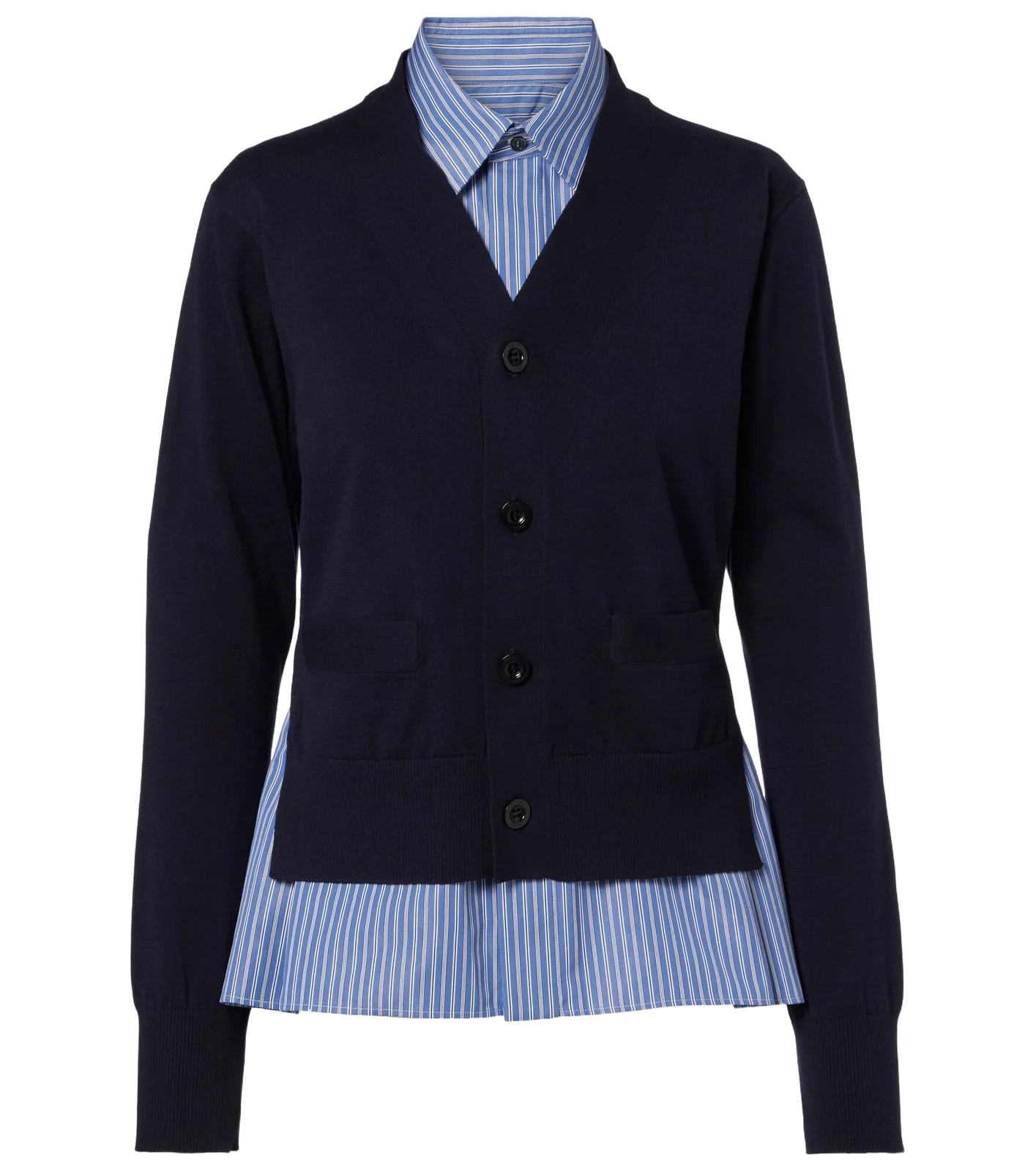 Layered striped cotton cardigan