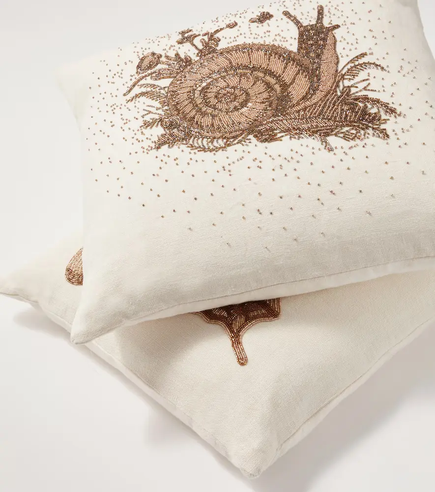 Jonathan Adler Botanist beaded linen cushion | Thumbnail 2