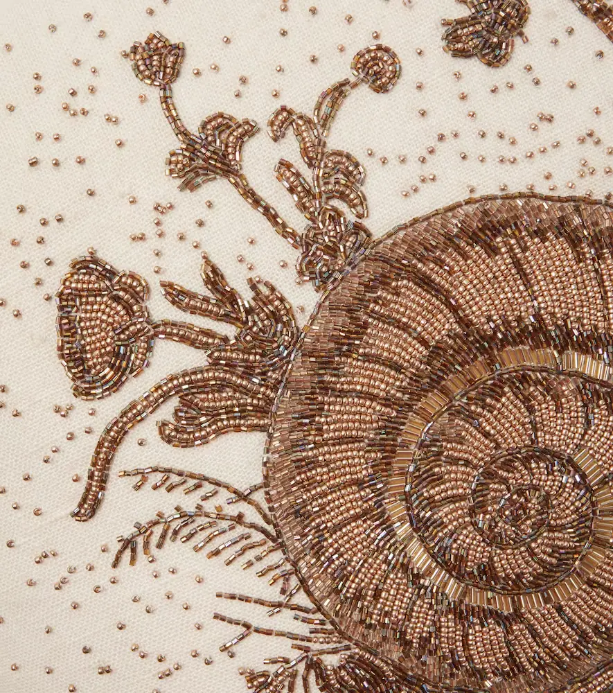 Jonathan Adler Botanist beaded linen cushion | Thumbnail 3