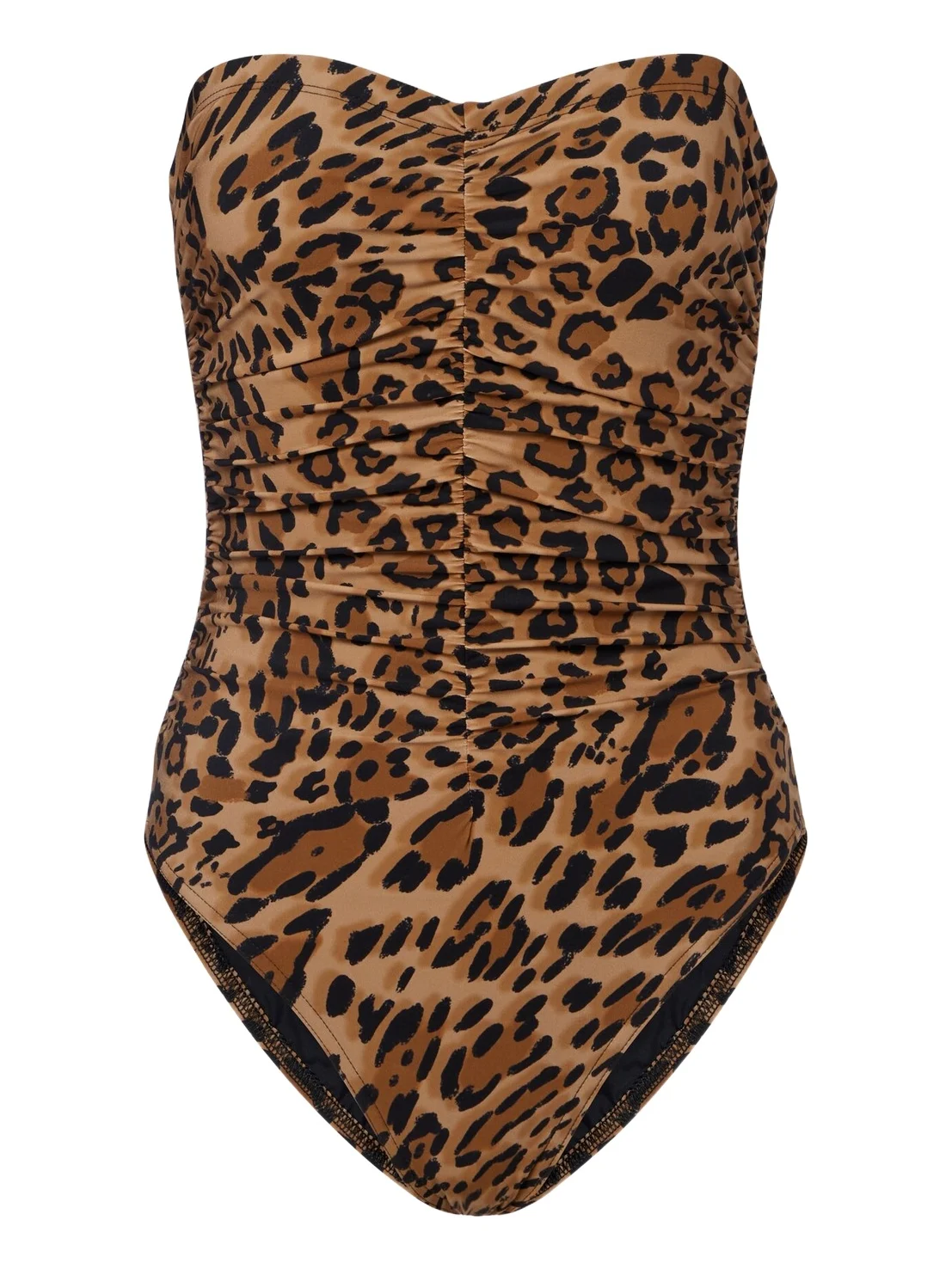 Karla Colletto Leopard-print ruched strapless swimsuit