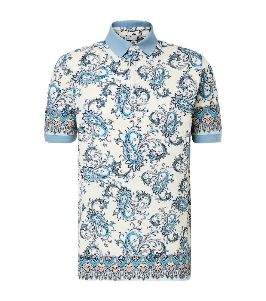 Etro Paisley cotton piqué polo shirt