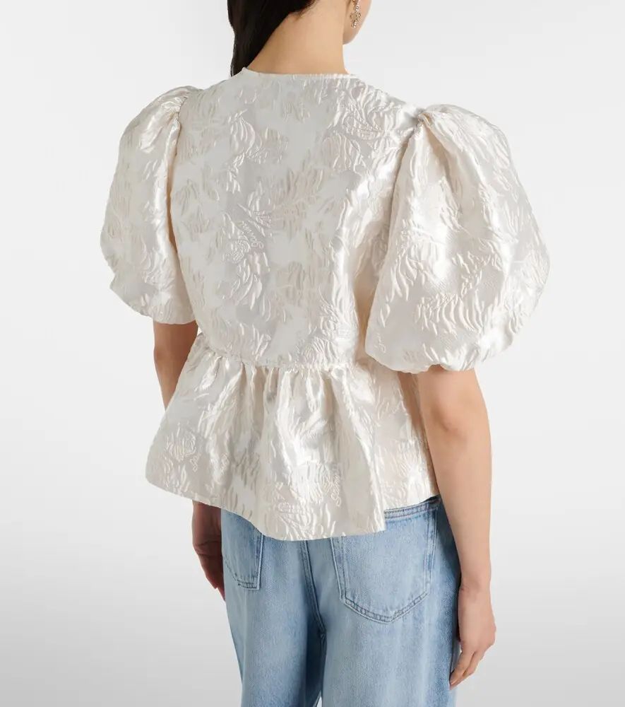 Ganni Peplum satin jacquard blouse | Thumbnail 3 Ganni Peplum satin jacquard blouse | Thumbnail 3