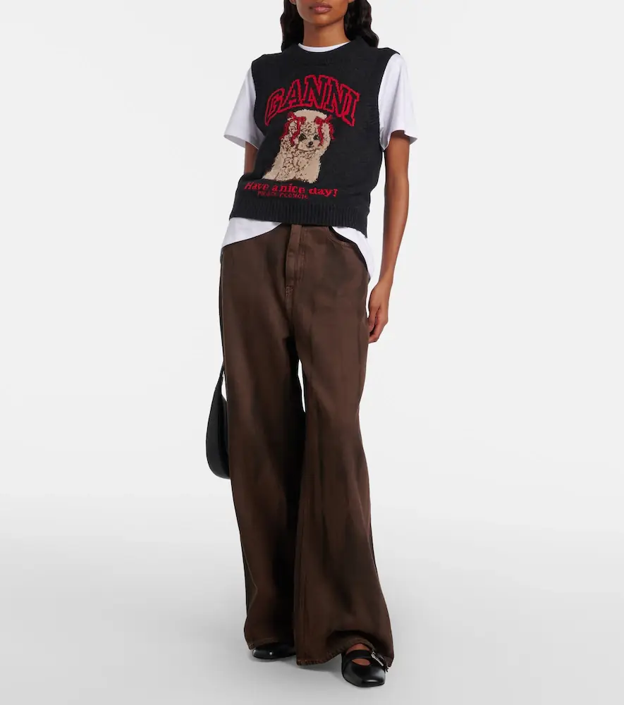 Ganni Printed wool-blend vest | Thumbnail 3