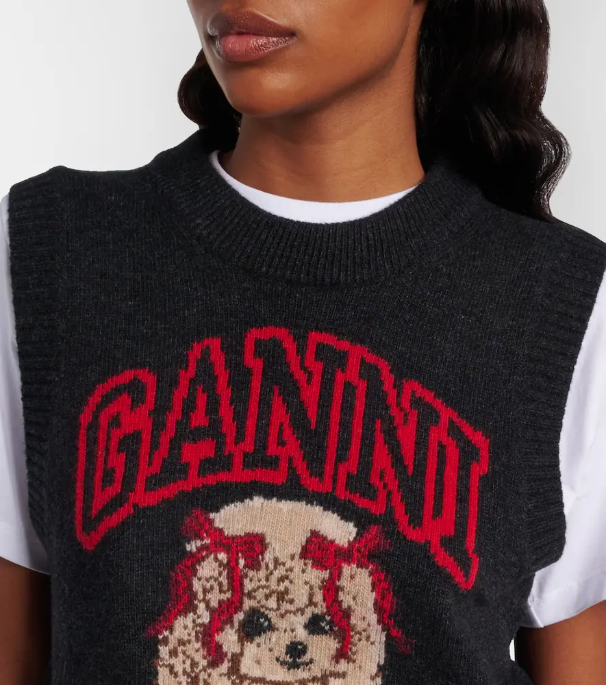 Ganni Printed wool-blend vest | Thumbnail 5