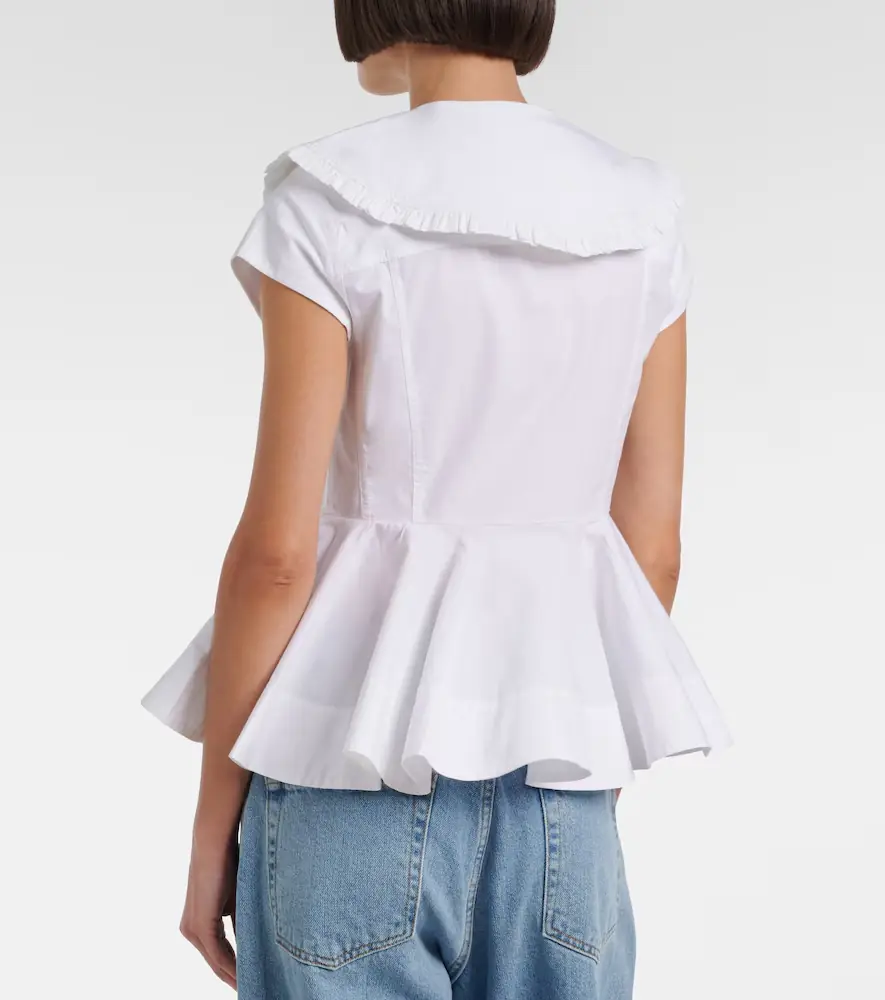 Ganni Ruffled cotton-blend shirt | Thumbnail 3 Ganni Ruffled cotton-blend shirt | Thumbnail 3