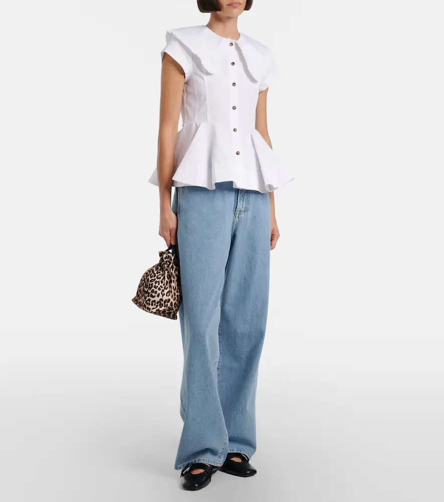 Ganni Ruffled cotton-blend shirt | Thumbnail 4 Ganni Ruffled cotton-blend shirt | Thumbnail 4