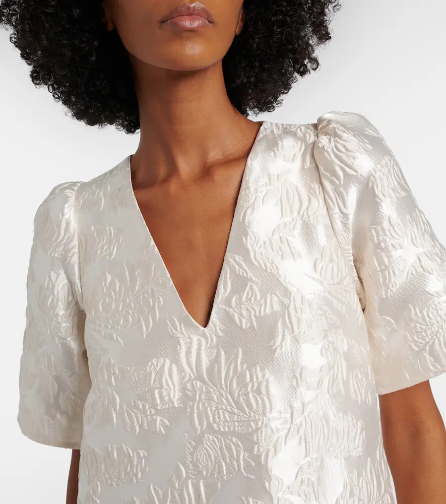 Ganni Floral satin cloqué minidress | Thumbnail 2