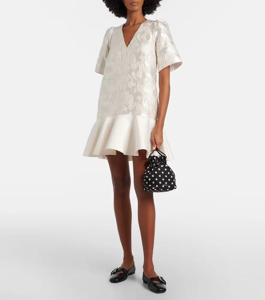 Ganni Floral satin cloqué minidress | Thumbnail 4