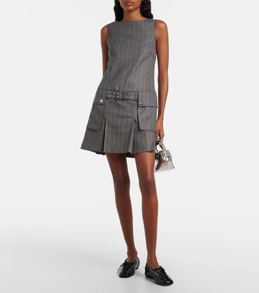 Ganni Belted pinstripe minidress | Thumbnail 3