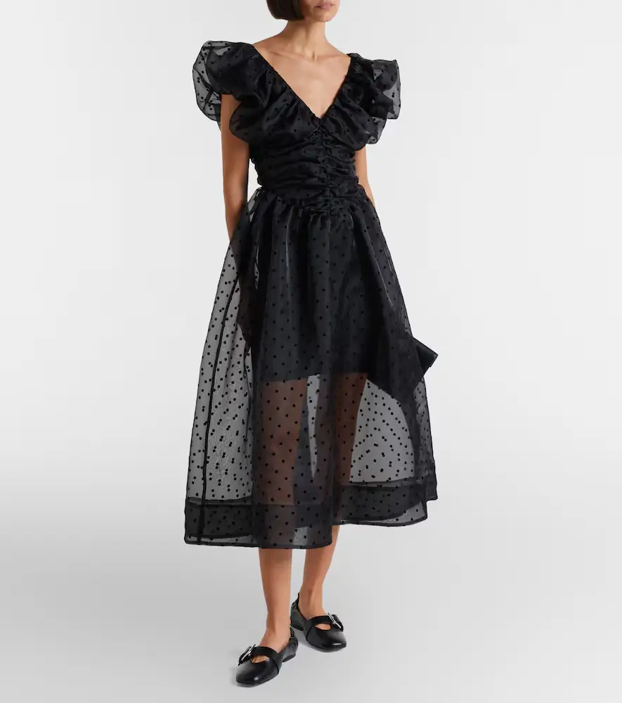 Ganni Polka-dot organza midi dress | Thumbnail 5