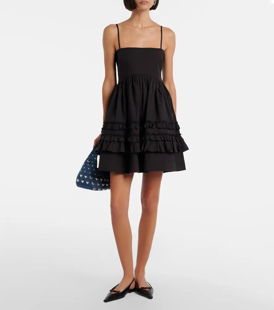 Ganni Ruffled cotton-blend minidress | Thumbnail 3