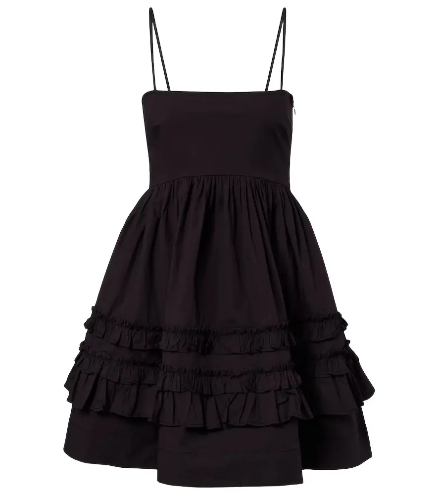 Ganni Ruffled cotton-blend minidress