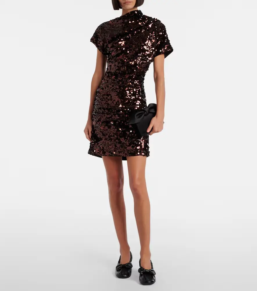 Ganni Sequined asymmetric minidress | Thumbnail 5