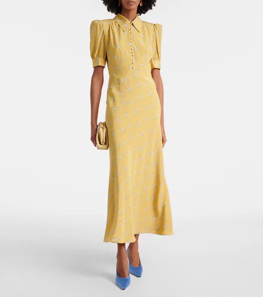 Alessandra Rich Floral silk midi dress | Thumbnail 2 Alessandra Rich Floral silk midi dress | Thumbnail 2