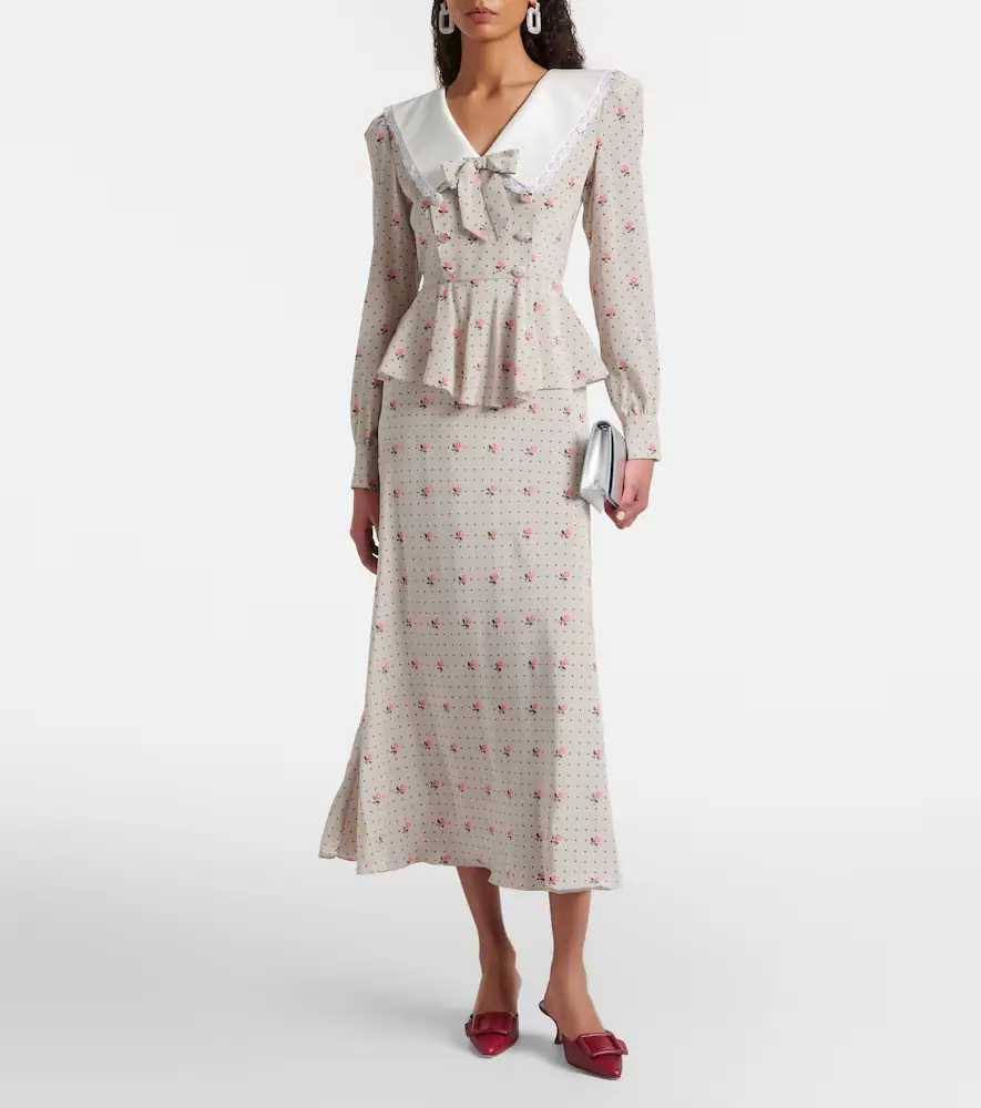 Alessandra Rich Floral polka-dot silk midi dress | Thumbnail 3 Alessandra Rich Floral polka-dot silk midi dress | Thumbnail 3
