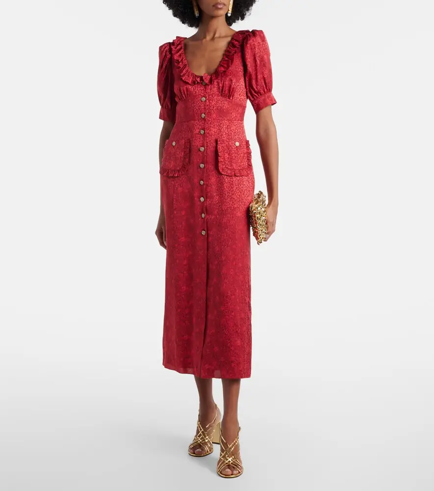 Alessandra Rich Leopard-print silk jacquard midi dress | Thumbnail 5 Alessandra Rich Leopard-print silk jacquard midi dress | Thumbnail 5