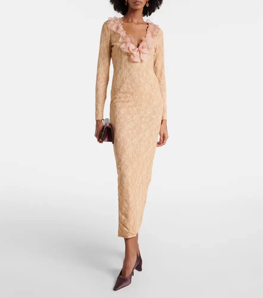 Alessandra Rich Ruffled lace midi dress | Thumbnail 3 Alessandra Rich Ruffled lace midi dress | Thumbnail 3