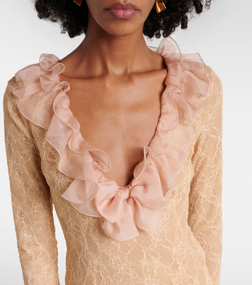 Alessandra Rich Ruffled lace midi dress | Thumbnail 4 Alessandra Rich Ruffled lace midi dress | Thumbnail 4