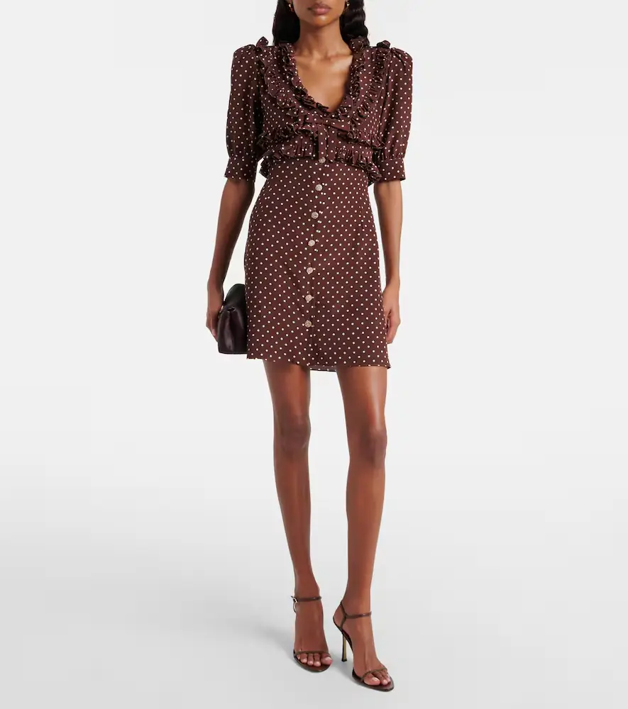 Alessandra Rich Polka-dot ruffled silk minidress | Thumbnail 2 Alessandra Rich Polka-dot ruffled silk minidress | Thumbnail 2