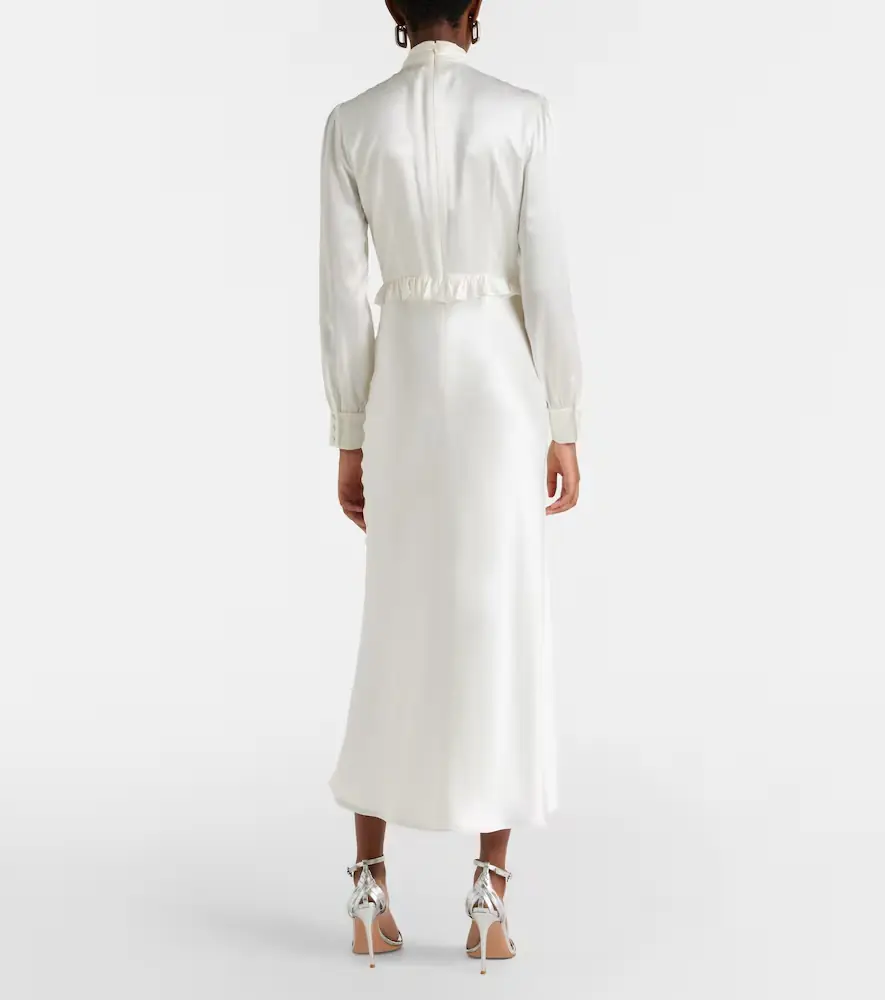 Alessandra Rich Bow-detail ruffled silk satin midi dress | Thumbnail 4 Alessandra Rich Bow-detail ruffled silk satin midi dress | Thumbnail 4