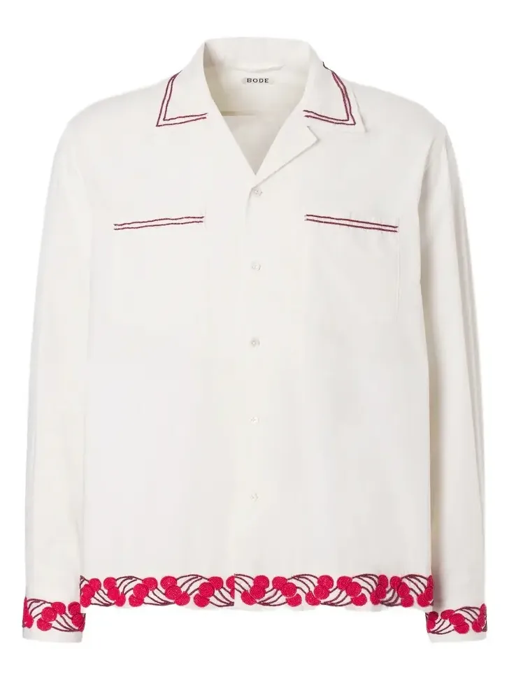 Cherry Lane beaded cotton poplin shirt